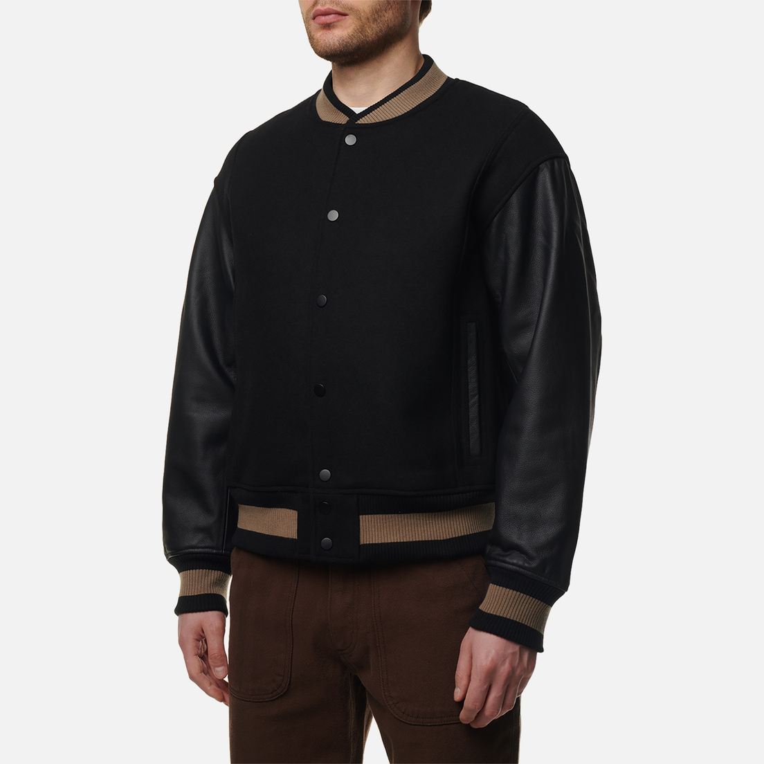FrizmWORKS Мужская куртка бомбер Cowhide Leather Varsity