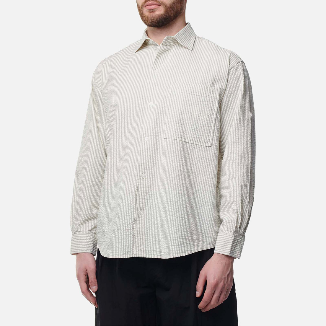 FrizmWORKS Мужская рубашка Seersucker Stripe Napoli