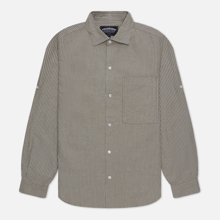 фото Мужская рубашка frizmworks seersucker stripe napoli, цвет оливковый, размер m