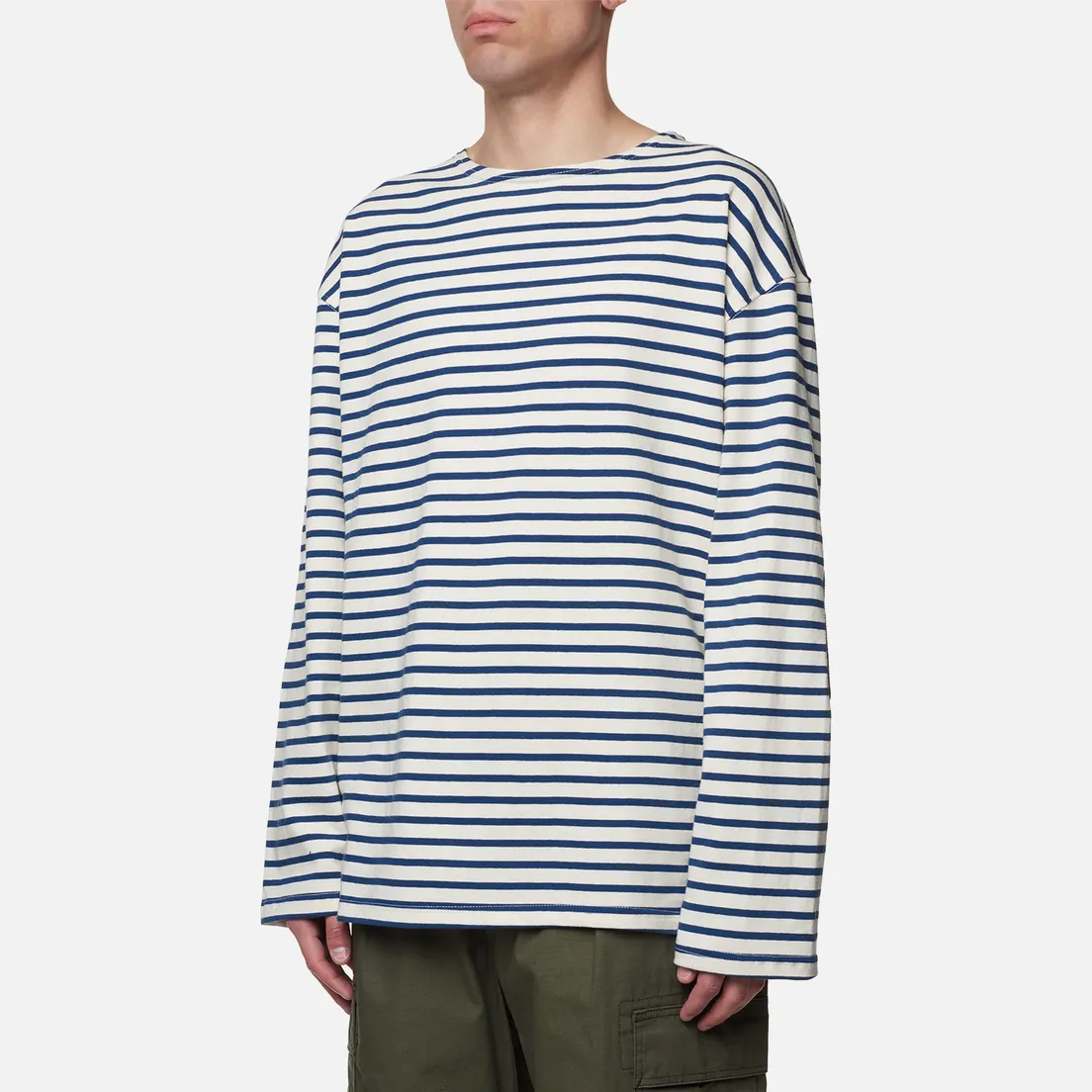 FrizmWORKS Мужской лонгслив Patch Stripe Boat Neck