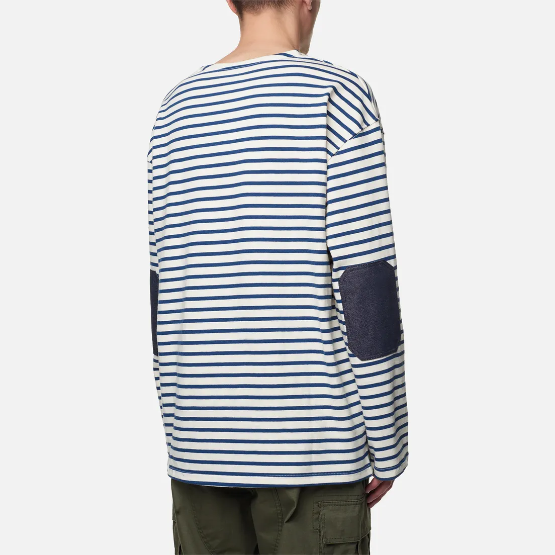 FrizmWORKS Мужской лонгслив Patch Stripe Boat Neck