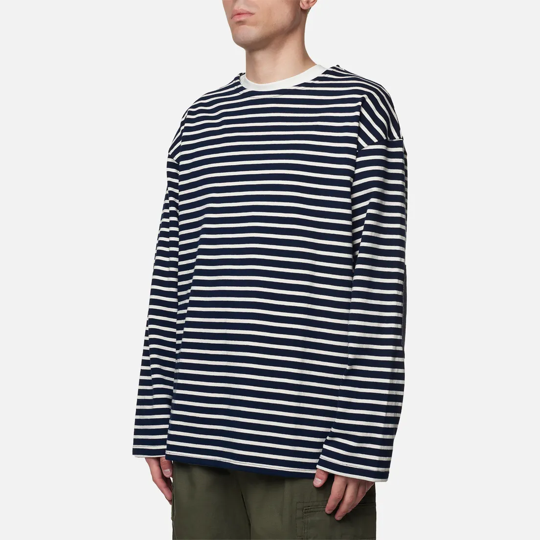 FrizmWORKS Мужской лонгслив Patch Stripe Boat Neck