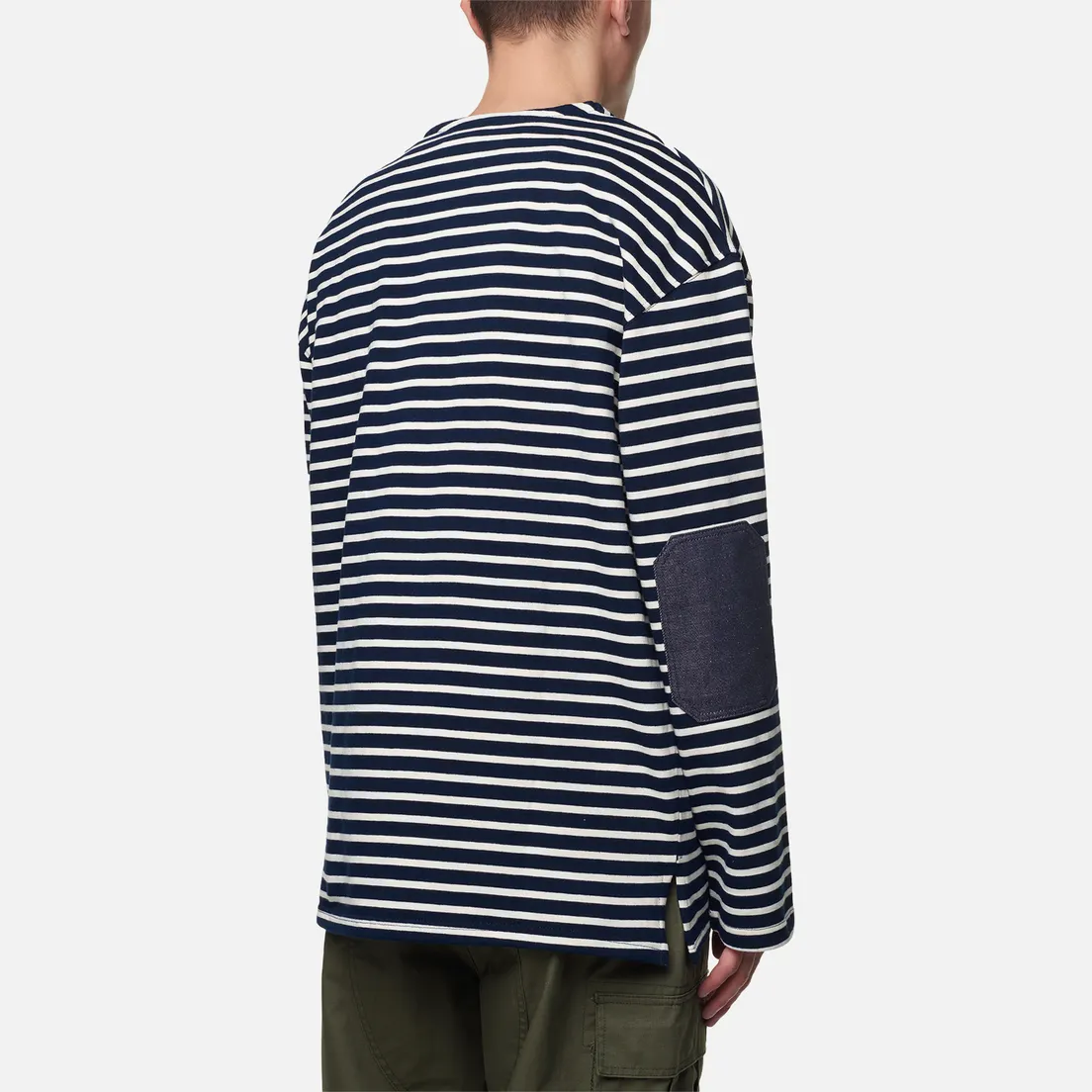 FrizmWORKS Мужской лонгслив Patch Stripe Boat Neck