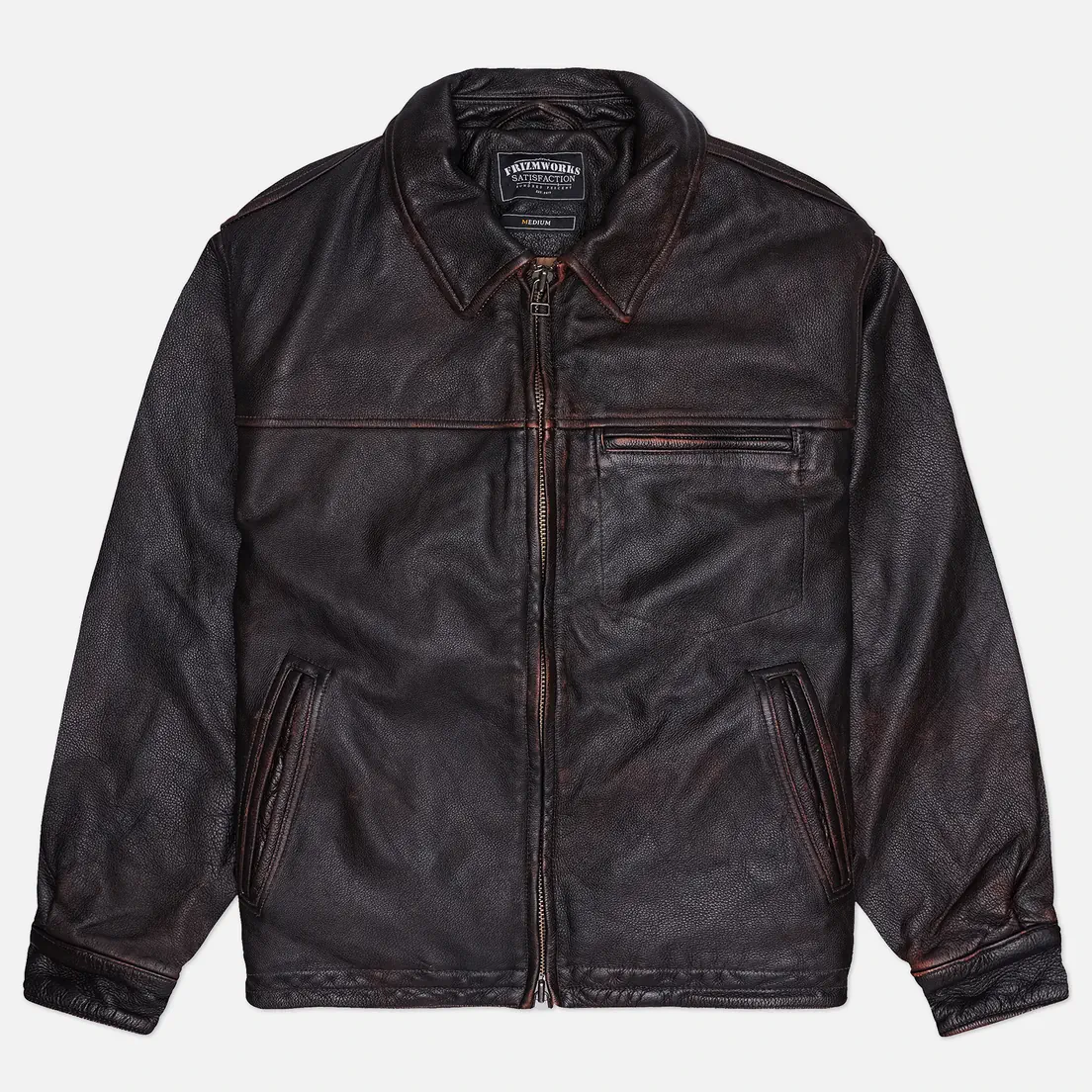 FrizmWORKS Мужская демисезонная куртка Destroyed Cowhide Leather