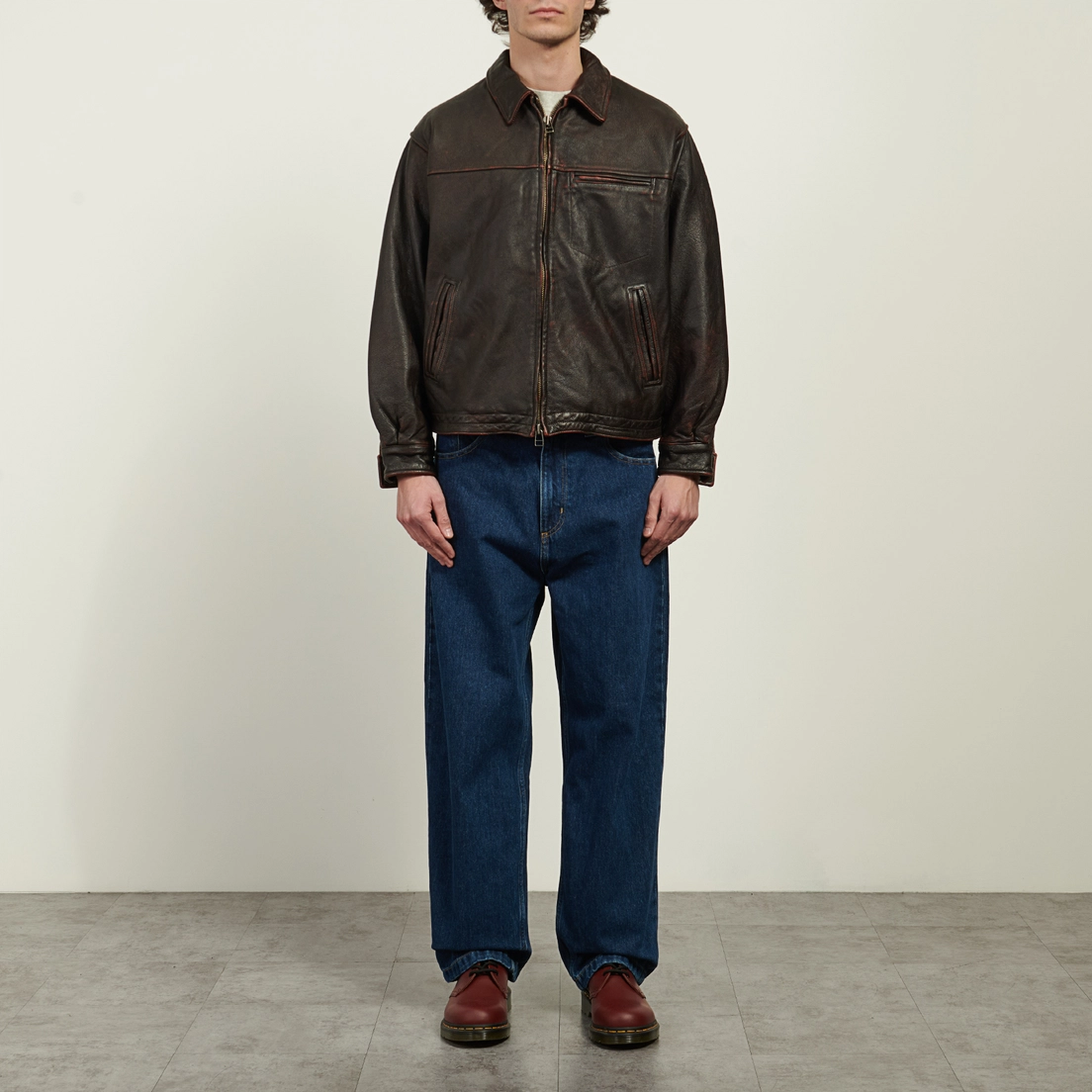 FrizmWORKS Мужская демисезонная куртка Destroyed Cowhide Leather