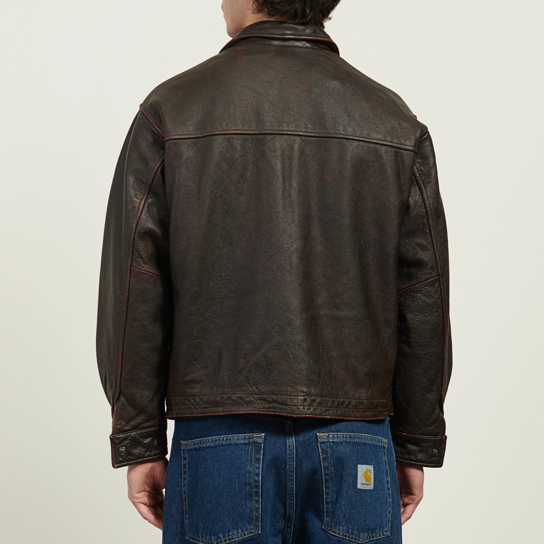 FrizmWORKS Мужская демисезонная куртка Destroyed Cowhide Leather