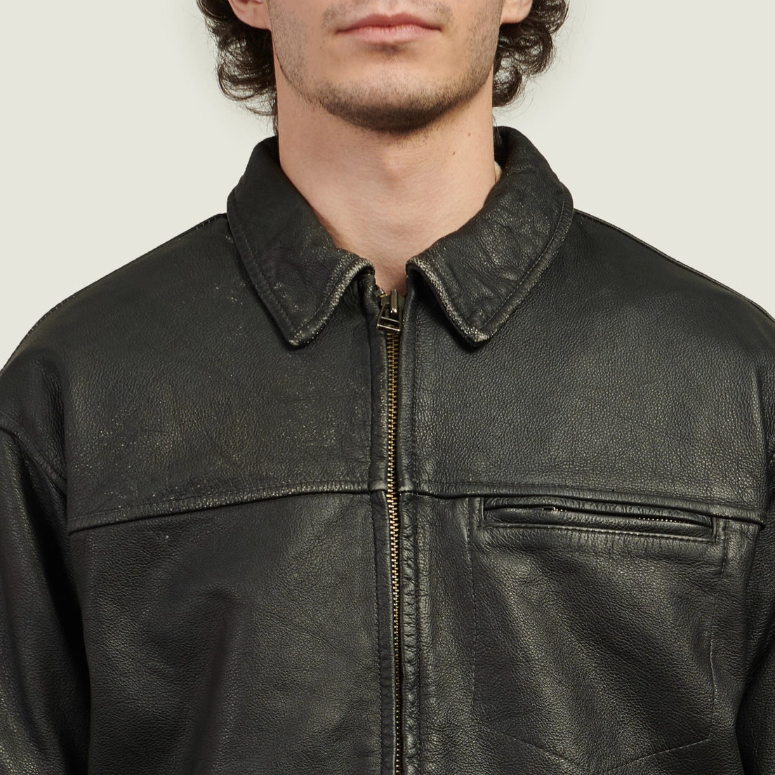 FrizmWORKS Мужская демисезонная куртка Destroyed Cowhide Leather