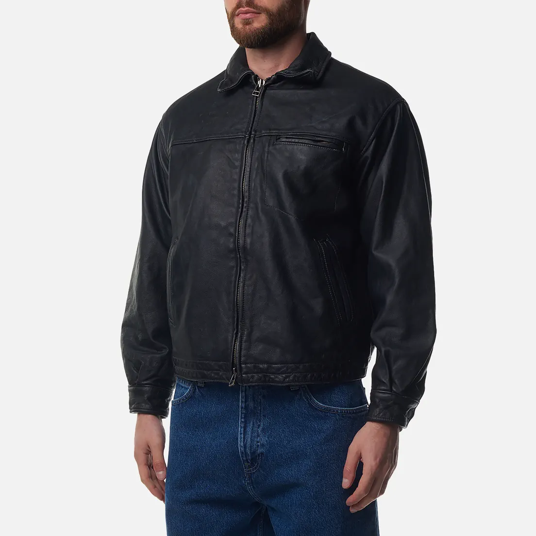 FrizmWORKS Мужская демисезонная куртка Destroyed Cowhide Leather