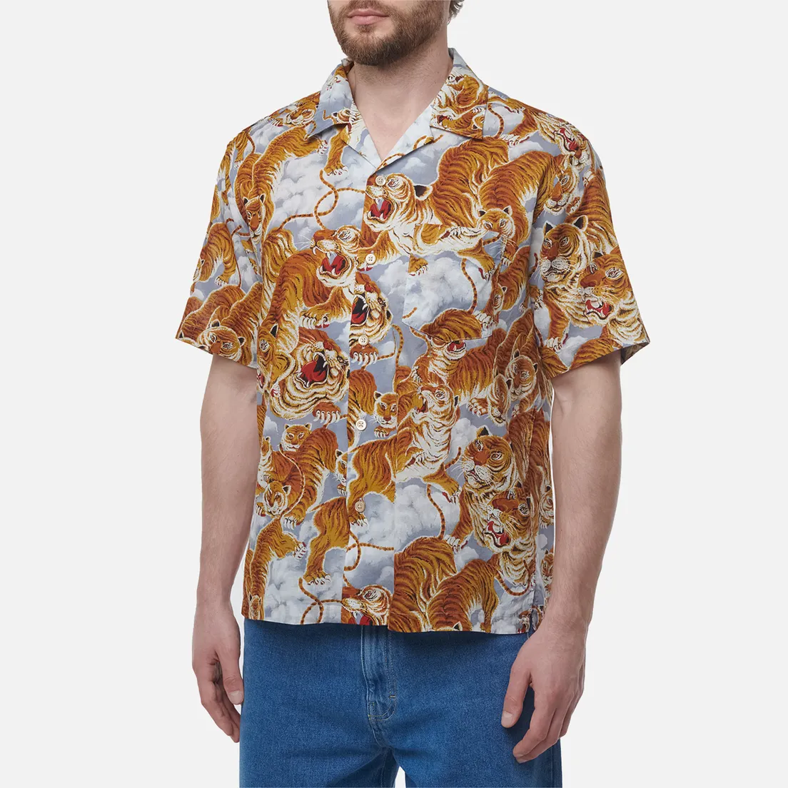 FrizmWORKS Мужская рубашка Tiger Hawaiian Half
