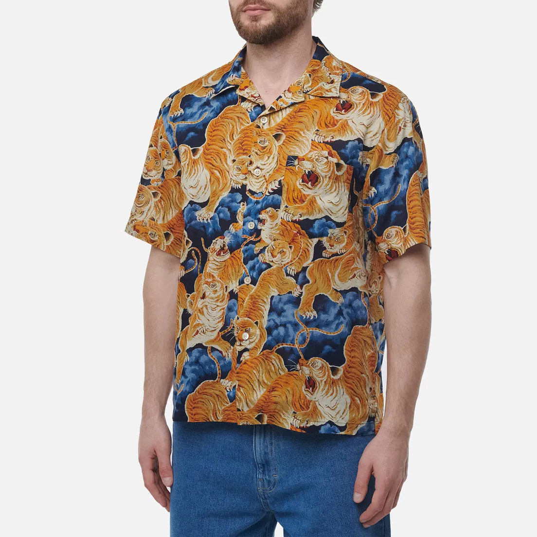 FrizmWORKS Мужская рубашка Tiger Hawaiian Half