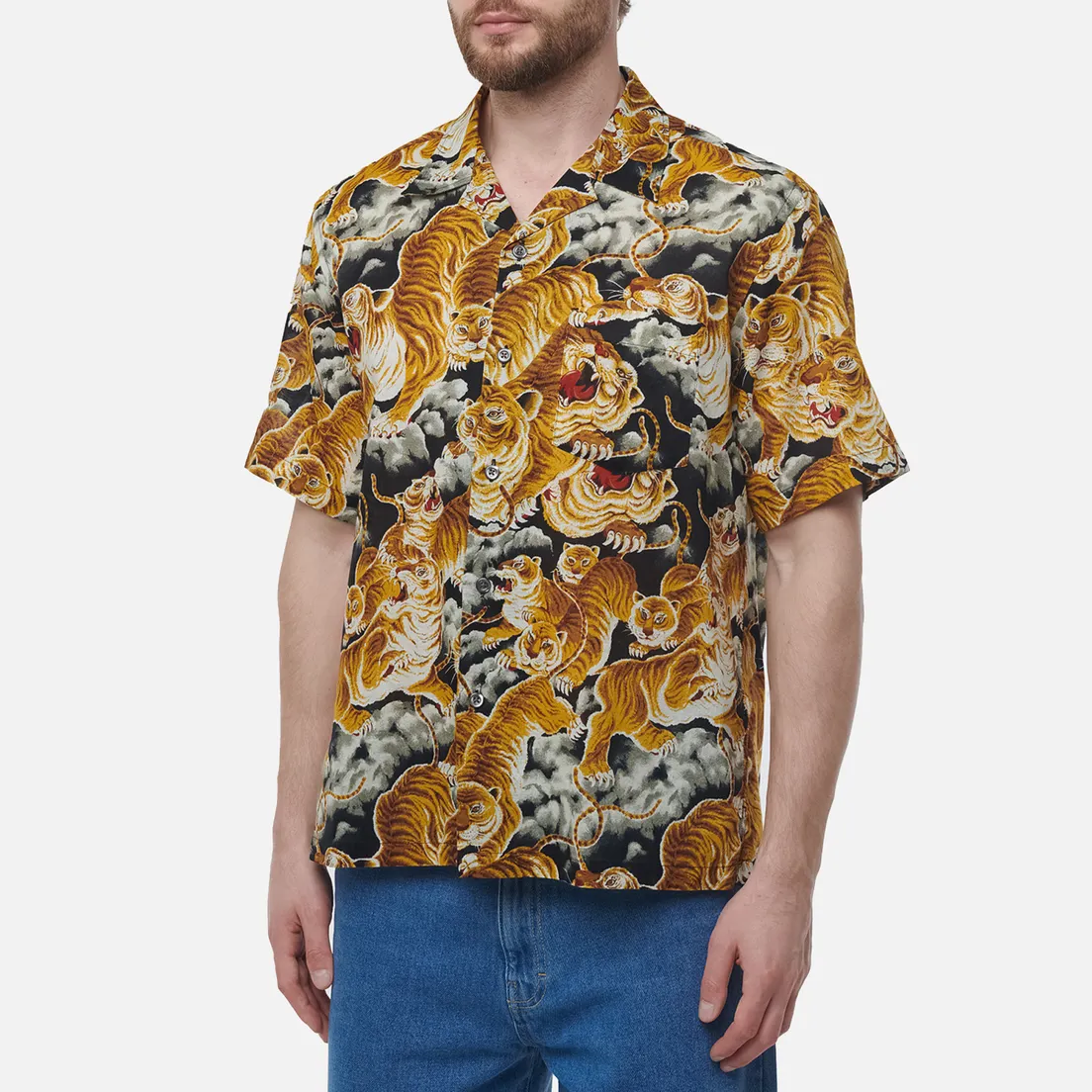 FrizmWORKS Мужская рубашка Tiger Hawaiian Half