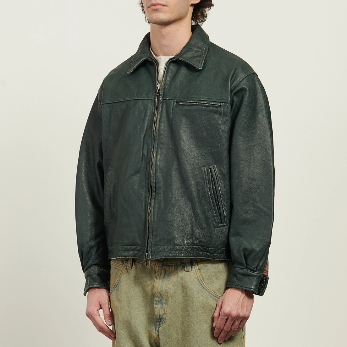 FrizmWORKS Мужская демисезонная куртка Destroyed Cowhide Leather