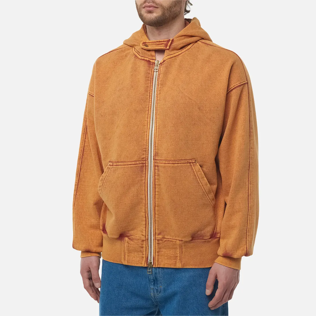 FrizmWORKS Мужская толстовка Vintage Dyeing Hoodie Zip Up Parka