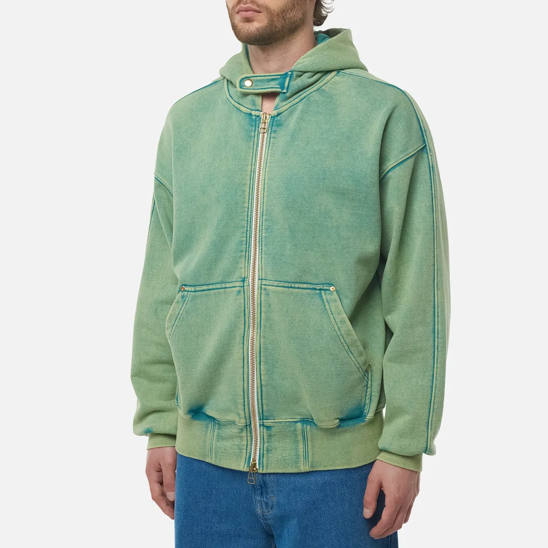 FrizmWORKS Мужская толстовка Vintage Dyeing Hoodie Zip Up Parka