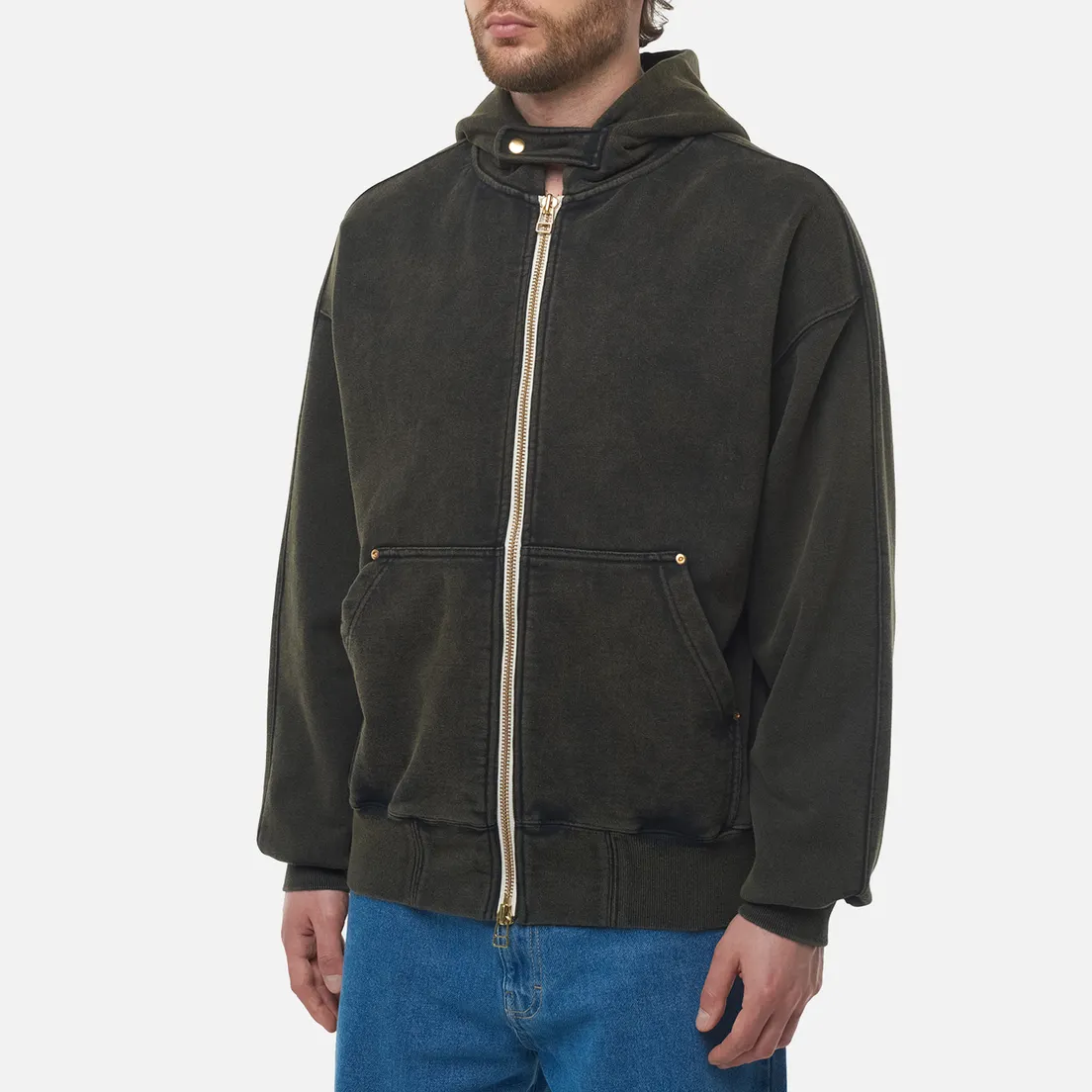 FrizmWORKS Мужская толстовка Vintage Dyeing Hoodie Zip Up Parka
