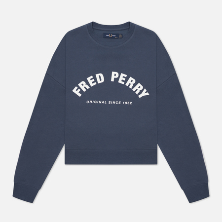 Женская толстовка Fred Perry Arch Branded Crew, цвет синий, размер L