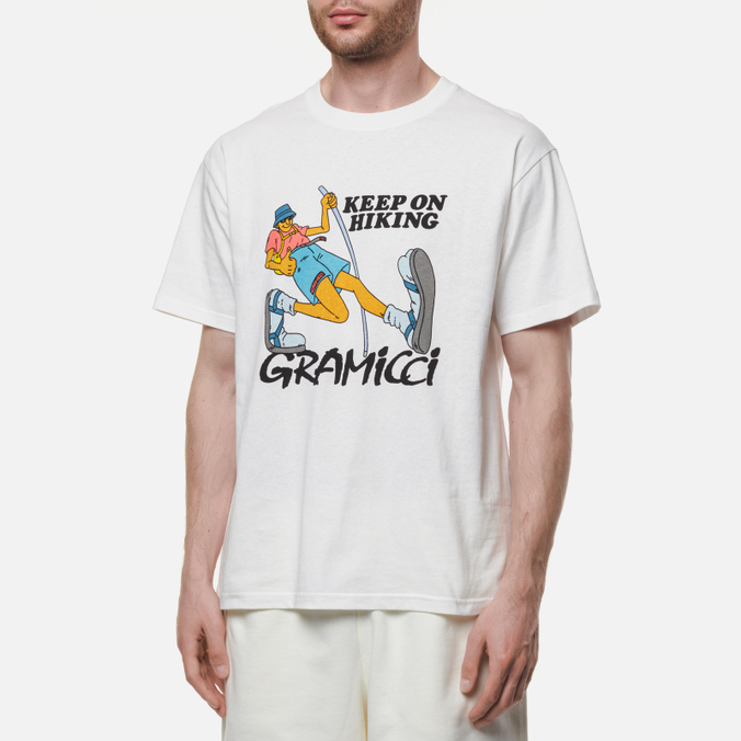 Мужская футболка Gramicci, цвет белый, размер S G2SU-T007-W Keep On Hiking - фото 3
