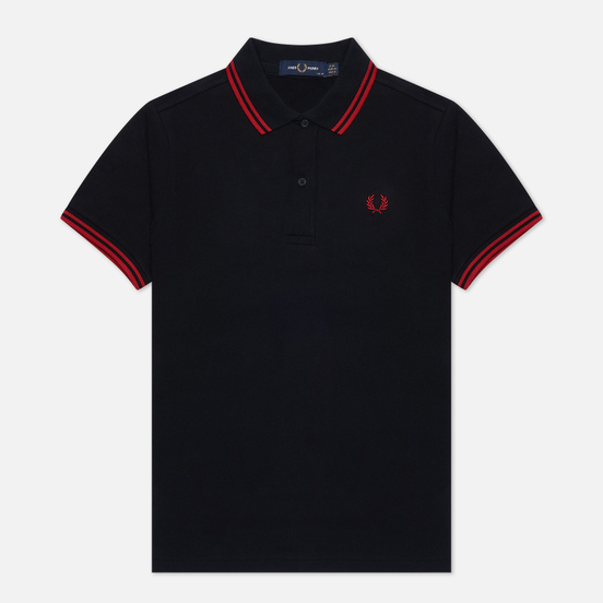 Женское поло Fred Perry G3600 Black/Samba Red/Samba Red