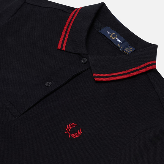 Женское поло Fred Perry G3600 Black/Samba Red/Samba Red