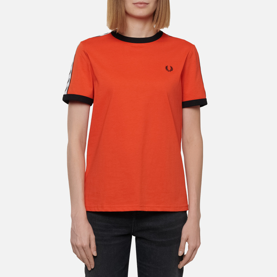 Женская футболка Fred Perry Laurel Sports Authentic Taped Ringer Tangerine Tango