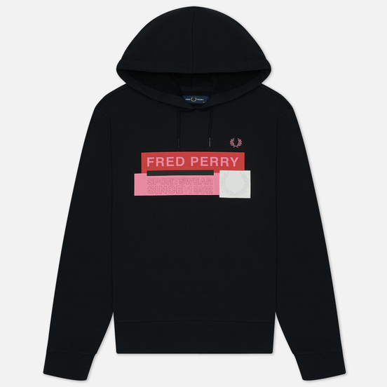 Женская толстовка Fred Perry Colour Block Graphic Print Hoodie Black
