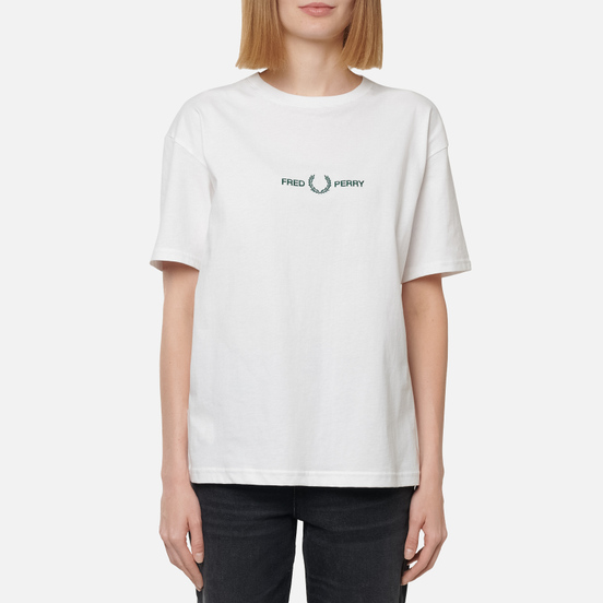 Женская футболка Fred Perry Branded Tape Embroidered White