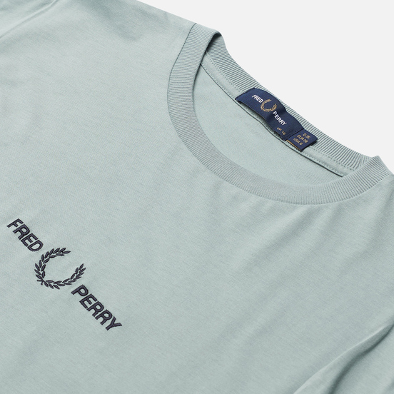 Женская футболка Fred Perry Branded Tape Embroidered Silver Blue