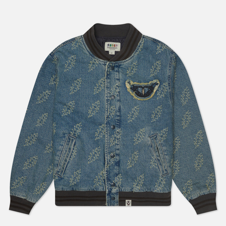 Мужская куртка бомбер thisisneverthat x Grateful Dead Lightning Denim Varsity, цвет голубой, размер M