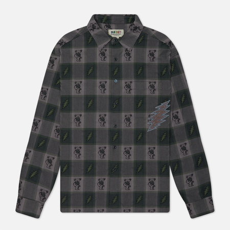 фото Мужская рубашка thisisneverthat x grateful dead lightning jacquard, цвет фиолетовый, размер s