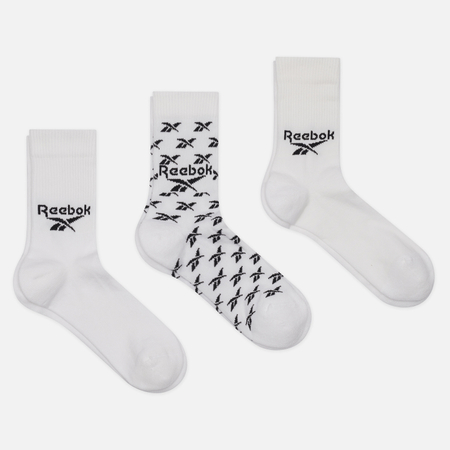 Комплект носков Reebok 3-Pack Classic Fold-Over Crew, цвет белый, размер 37-39 EU