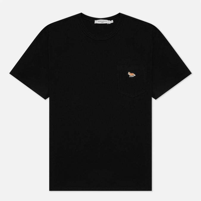 Мужская футболка Maison Kitsune, цвет чёрный, размер XL GM00116KJ0008-P199 Profile Fox Patch Pocket - фото 1