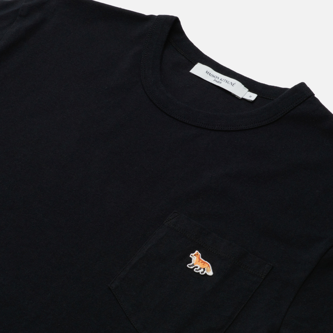 Мужская футболка Maison Kitsune, цвет чёрный, размер XL GM00116KJ0008-P199 Profile Fox Patch Pocket - фото 2