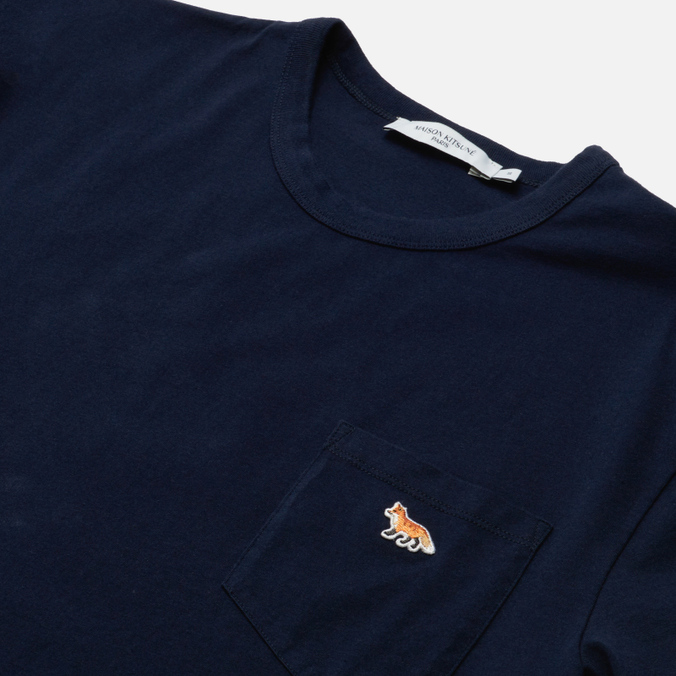 Мужская футболка Maison Kitsune, цвет синий, размер XXL GM00116KJ0008-P480 Profile Fox Patch Pocket - фото 2
