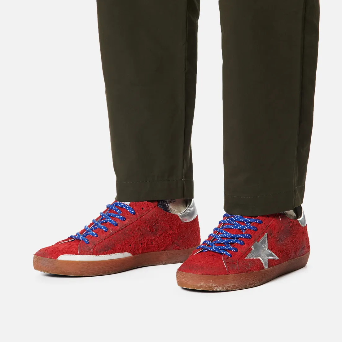 Golden Goose Мужские кроссовки Super-Star Long Hair Suede/Laminated Star
