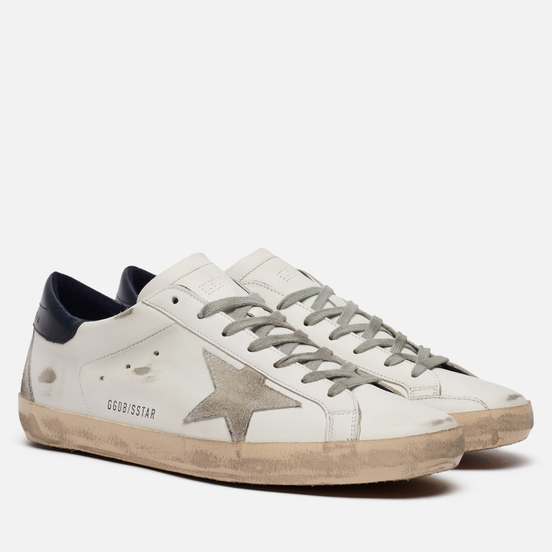 Мужские кроссовки Golden Goose Superstar Leather/Suede Star White/Ice/Night Blue