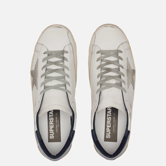 Мужские кроссовки Golden Goose Superstar Leather/Suede Star White/Ice/Night Blue