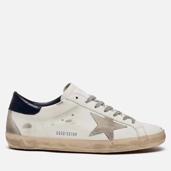 Мужские кроссовки Golden Goose Superstar Leather/Suede Star White/Ice/Night Blue