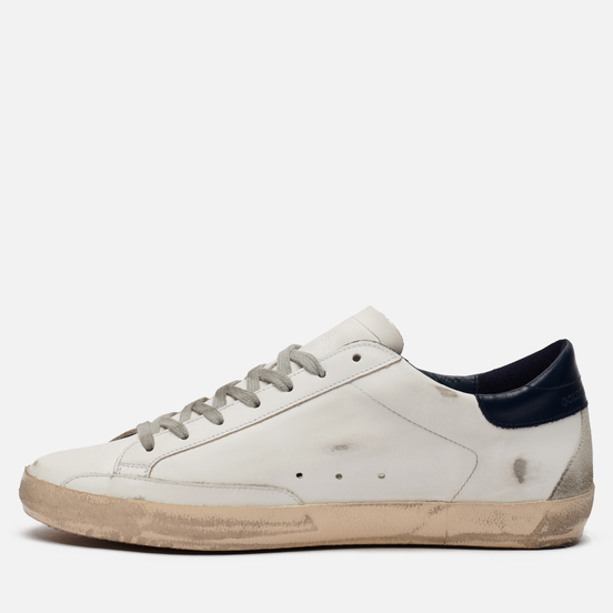 Мужские кроссовки Golden Goose Superstar Leather/Suede Star White/Ice/Night Blue