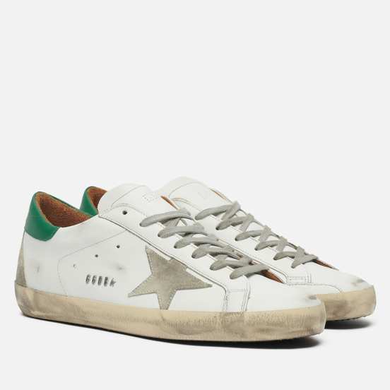 Мужские кроссовки Golden Goose Super-Star Leather/Suede Star White/Ice/Green