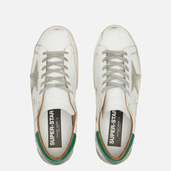 Мужские кроссовки Golden Goose Super-Star Leather/Suede Star White/Ice/Green