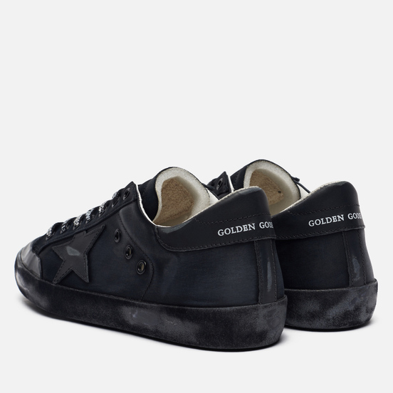 Мужские кроссовки Golden Goose Superstar Satin/Leather Star Black