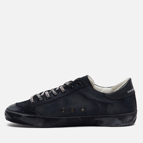 Мужские кроссовки Golden Goose Superstar Satin/Leather Star Black