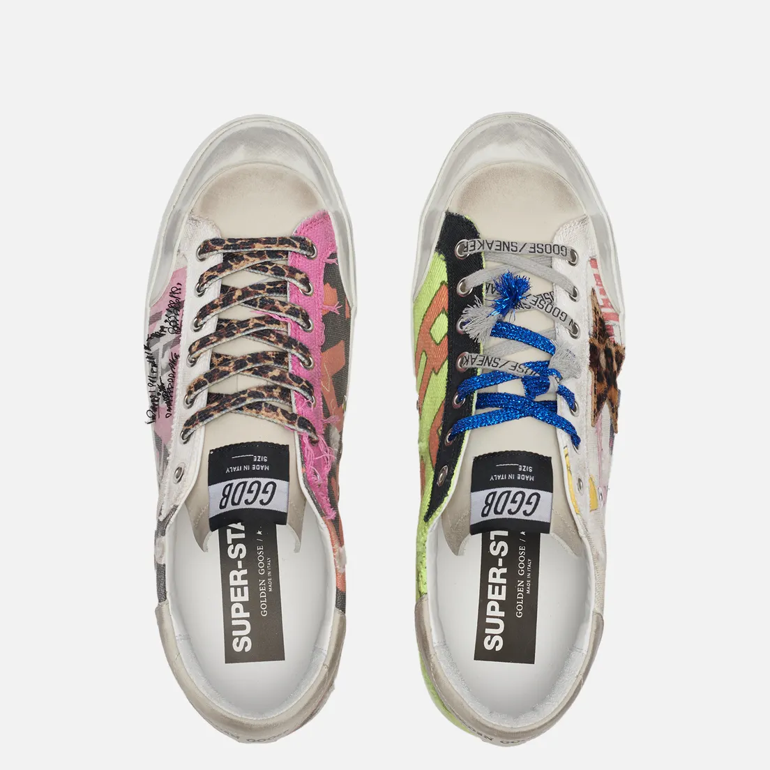 Golden Goose Мужские кроссовки Superstar Canvas Print Leo Horsy/Unstitched Star