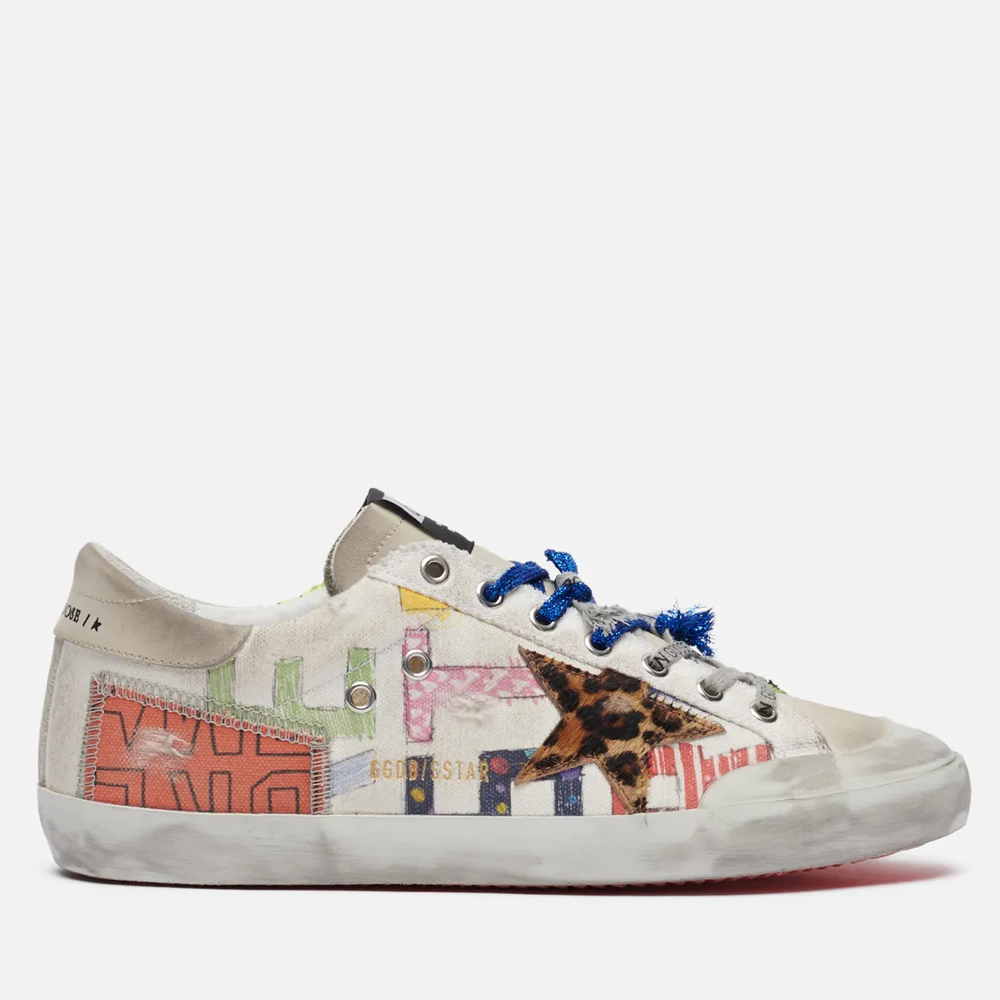 Golden Goose Мужские кроссовки Superstar Canvas Print Leo Horsy/Unstitched Star