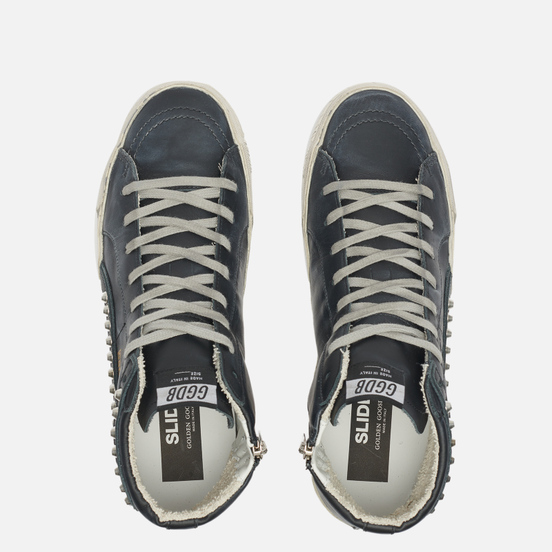 Мужские кроссовки Golden Goose Slide Classic Leather Studs Black