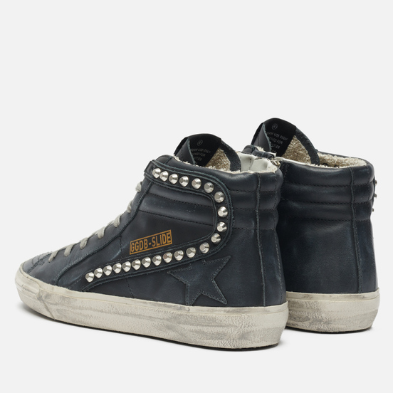 Мужские кроссовки Golden Goose Slide Classic Leather Studs Black