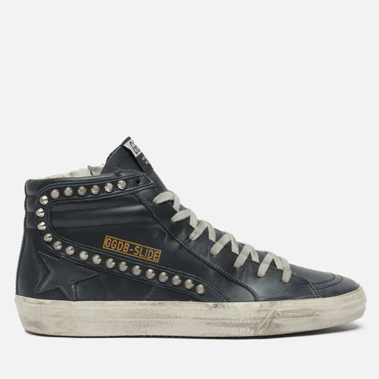 Мужские кроссовки Golden Goose Slide Classic Leather Studs Black