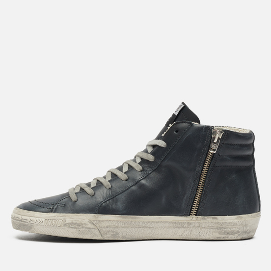 Мужские кроссовки Golden Goose Slide Classic Leather Studs Black