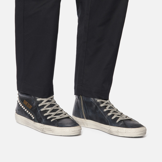 Мужские кроссовки Golden Goose Slide Classic Leather Studs Black