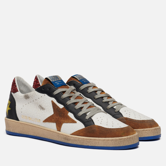 Мужские кроссовки Golden Goose Ball Star Crack/Suede Star White/Elk Brown/Black